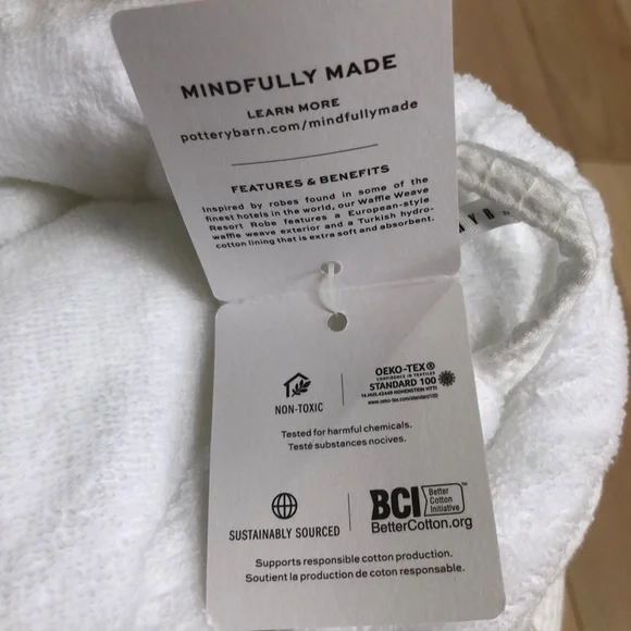 Pottery Barn waffle weave Resort white bathrobe